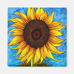 Abstrakte Sonnenblumenmalerei Magnet