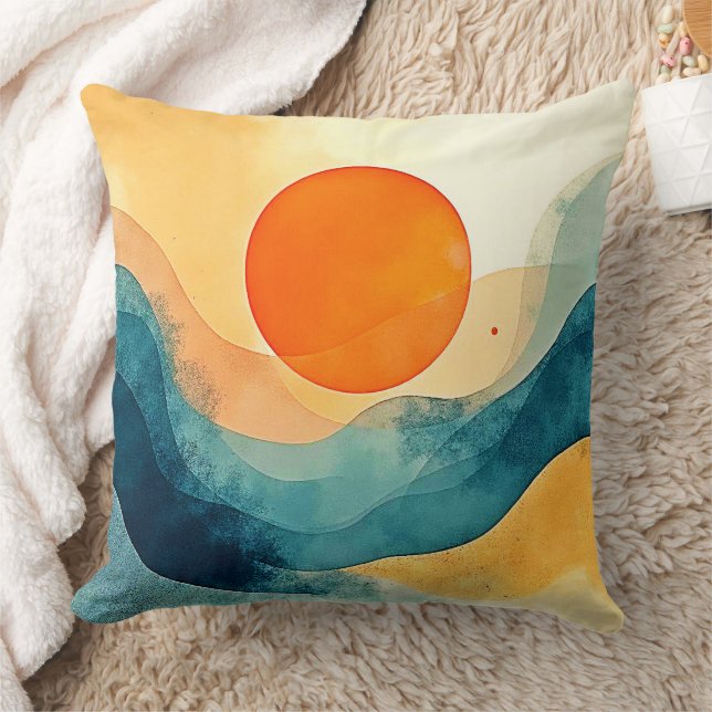 Abstrakte Sonnenuntergangsarten Kissen (Decke)