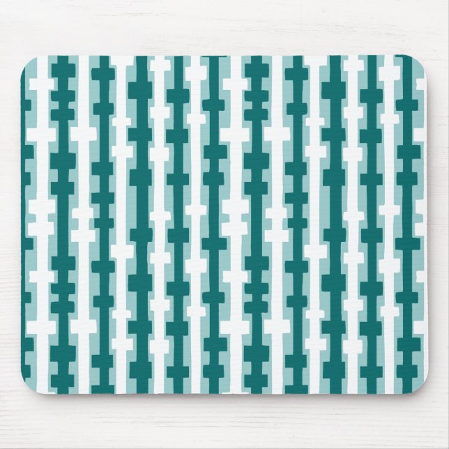 Abstrakte Spalten - Grün und Weiß auf Blaugrün Mousepad (Vorne)