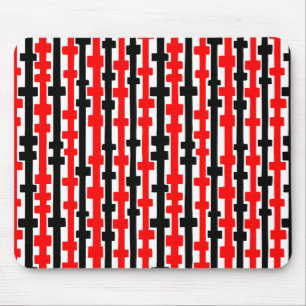 Abstrakte Spalten - Rot und Schwarz auf Weiß Mousepad