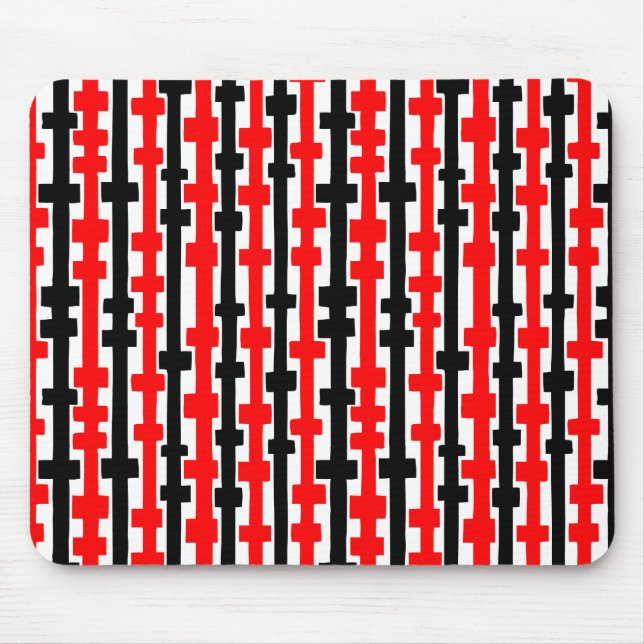 Abstrakte Spalten - Rot und Schwarz auf Weiß Mousepad (Vorne)