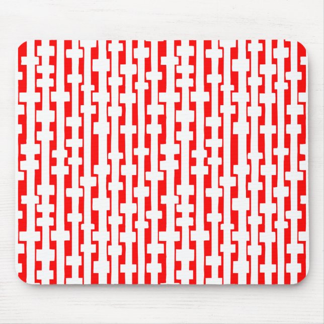 Abstrakte Spalten - Weiß auf Rot Mousepad (Vorne)