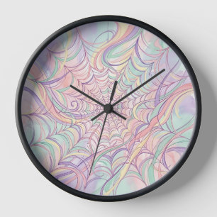 Abstrakte Spinnennetz-Spitzen-Pastell-Kunst-Uhren Uhr