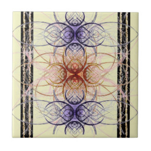 Abstrakte Spinnmuster in lila und roter Farbe Fliese