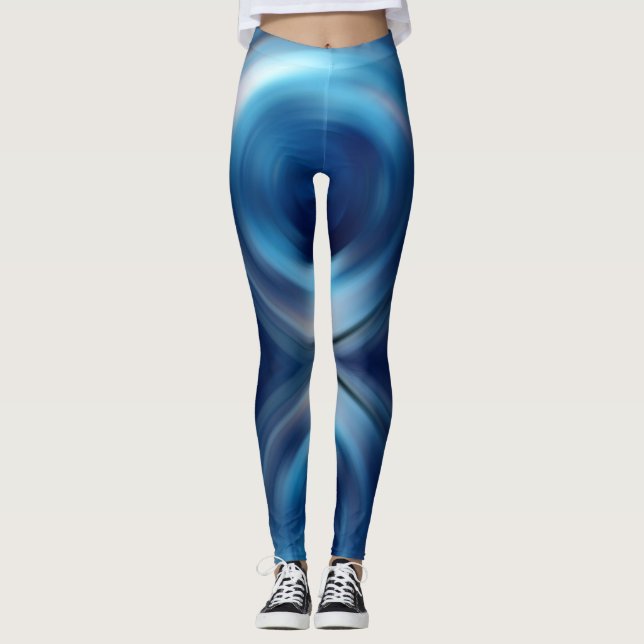 Abstrakte Spirale Blue Gradient Digitale Kunst Leggings (Vorderseite)