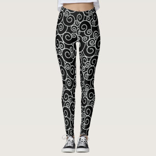 Abstrakte Spirale wirbelnd Wirbles Muster Schwarz- Leggings