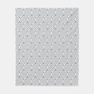 Abstrakte Spiralkreise auf Quick Silber Grau Fleecedecke