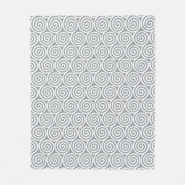 Abstrakte Spiralkreise auf Quick Silber Grau Fleecedecke (Vorderseite)