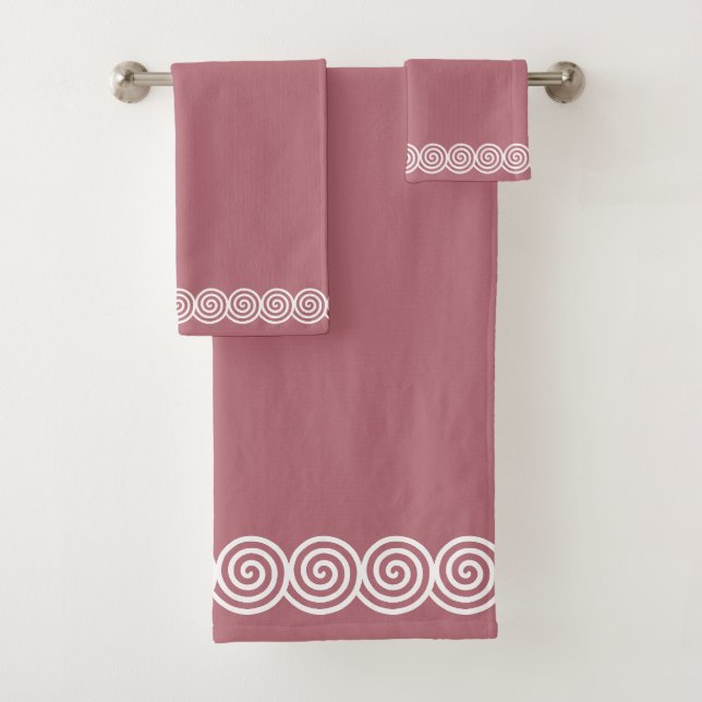 Abstrakte Spiralkreise auf Rose Gold Badetuch Se Badhandtuch Set (Insitu)