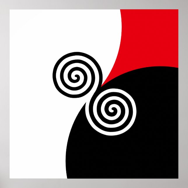 Abstrakte Spiralkreise auf schwarz-weiß Poster (Vorne)