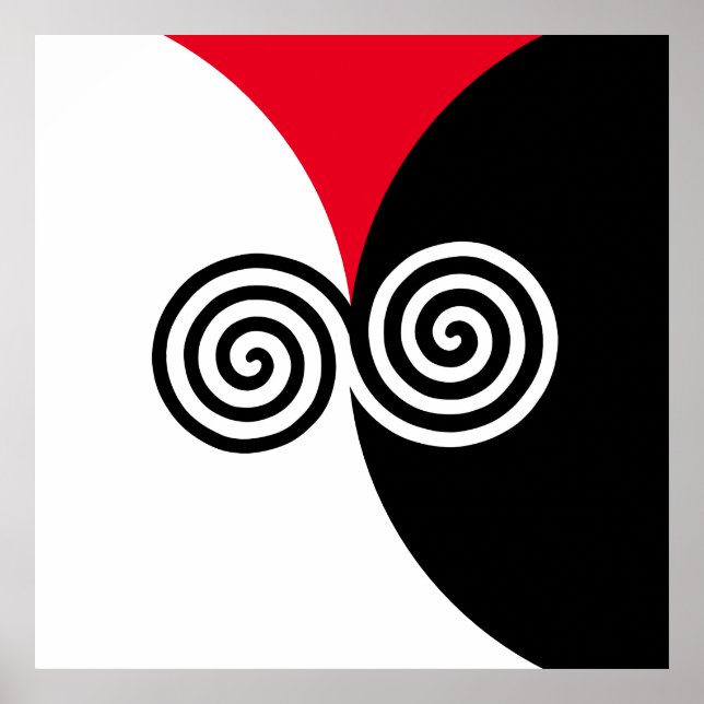 Abstrakte Spiralkreise auf schwarz-weiß Poster (Vorne)