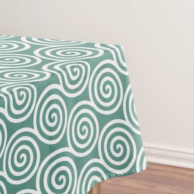 Abstrakte Spiralkreise in Aquamarin-weiß Tischdecke (Beispiel)