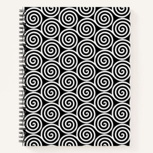 Abstrakte Spiralkreise in Schwarz & Weiß Notizbuch