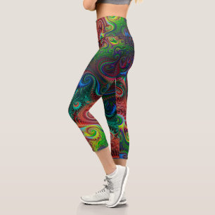 Abstrakte Spiralmuster Capri Leggings
