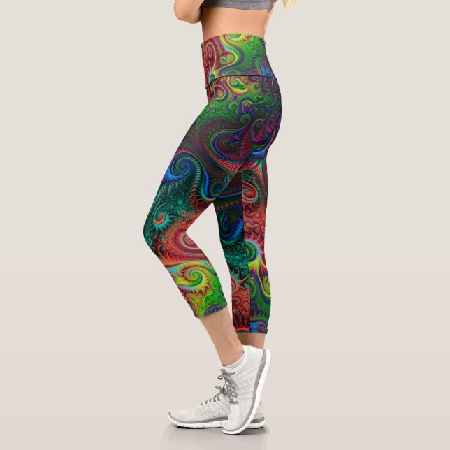 Abstrakte Spiralmuster Capri Leggings (Links)
