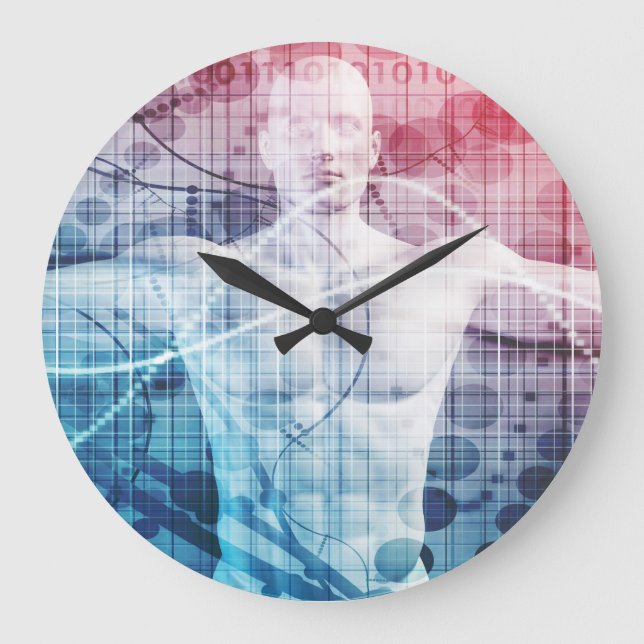 Abstrakte Spitzentechnologie und Wissenschaft Große Wanduhr (Vorderseite)