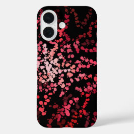 Abstrakte Sprenkelpunkte in Rosa und Rot gemustert iPhone 16 Hülle