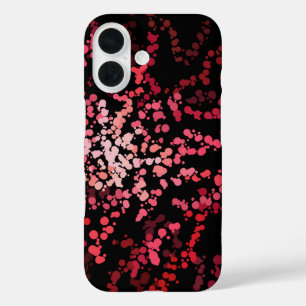 Abstrakte Sprenkelpunkte in Rosa und Rot gemustert iPhone 16 Hülle