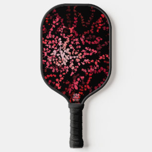 Abstrakte Sprenkelpunkte in Rosa und Rot Muster Pickleball Schläger