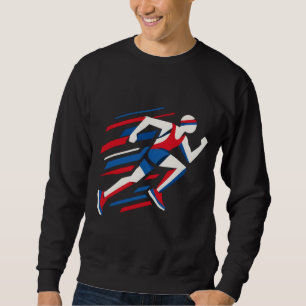 Abstrakte Sprinter Rot Weiß Blau Geometrisches Ren Sweatshirt