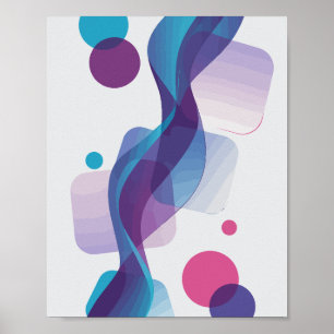 Abstrakte Sprungwelle mit farbigen Formen Poster