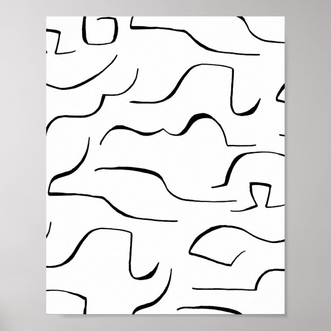 Abstrakte Squiggly Line Art - Weißer Hintergrund Poster (Vorne)