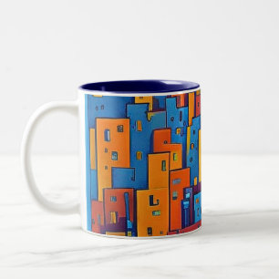 Abstrakte Stadt Kunst Zweifarbige Tasse