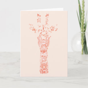Abstrakte Stammes-Aztekengiraffe in Rosa-Tönen Karte