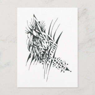 Abstrakte Stammes-Tätowierkunst in Schwarz und Wei Postkarte