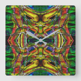 Abstrakte Stammesdesigns, geschnitzt Quadratische Wanduhr