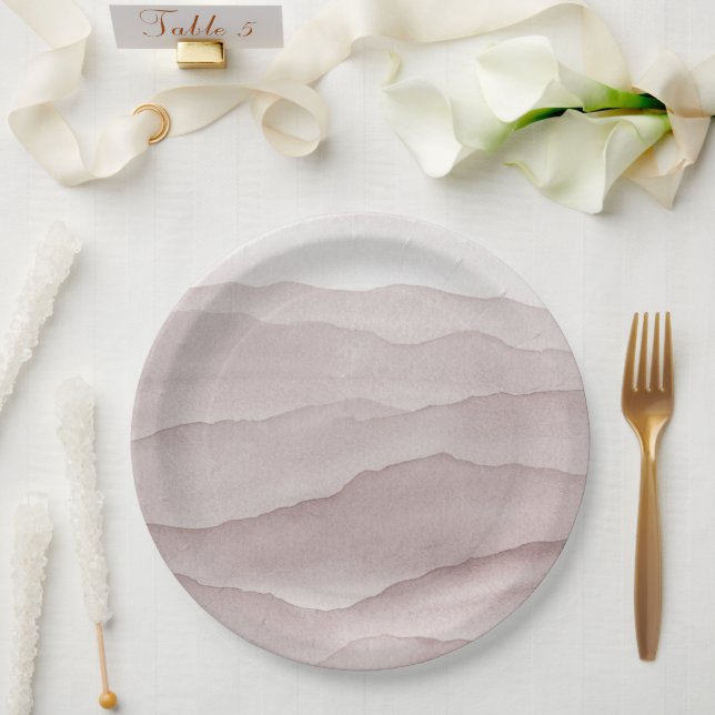 Abstrakte staubige Rose Pappteller (Hochzeit)