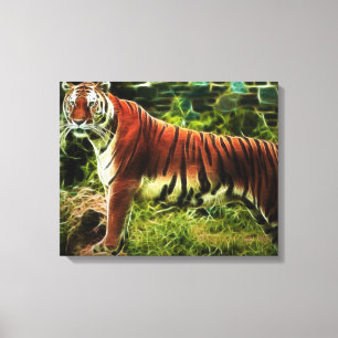 Abstrakte Stehende Tiger-Wrapped Canvas Leinwanddruck