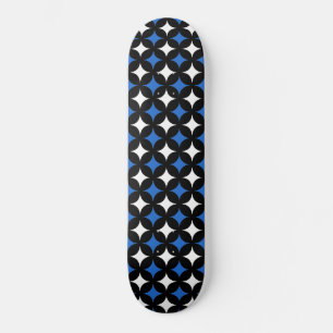Abstrakte Sterne in Schwarz Blau und Weiß Skateboa Skateboard
