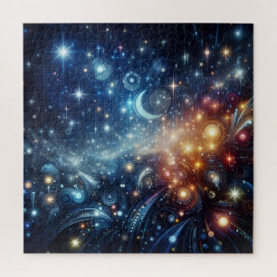 Abstrakte Sterne und Mond