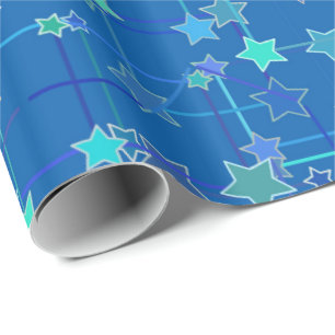 Abstrakte Sternkonstellation, Kobalt Blau Geschenkpapier