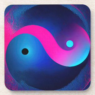 Abstrakte Stille: Yin Yang in Pink & Blues Getränkeuntersetzer