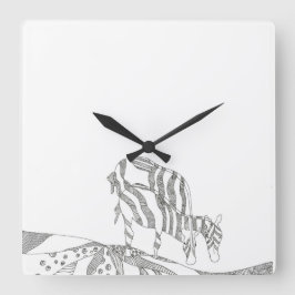 Abstrakte Stockfigur individuell gestaltete Tasse  Quadratische Wanduhr