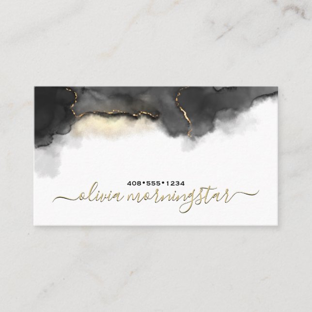 Abstrakte Stormy Black Watercolor Visitenkarte (Vorderseite)