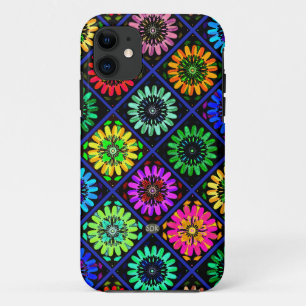 Abstrakte strahlende Blumen mit surrealen Blüten iPhone 11 Hülle