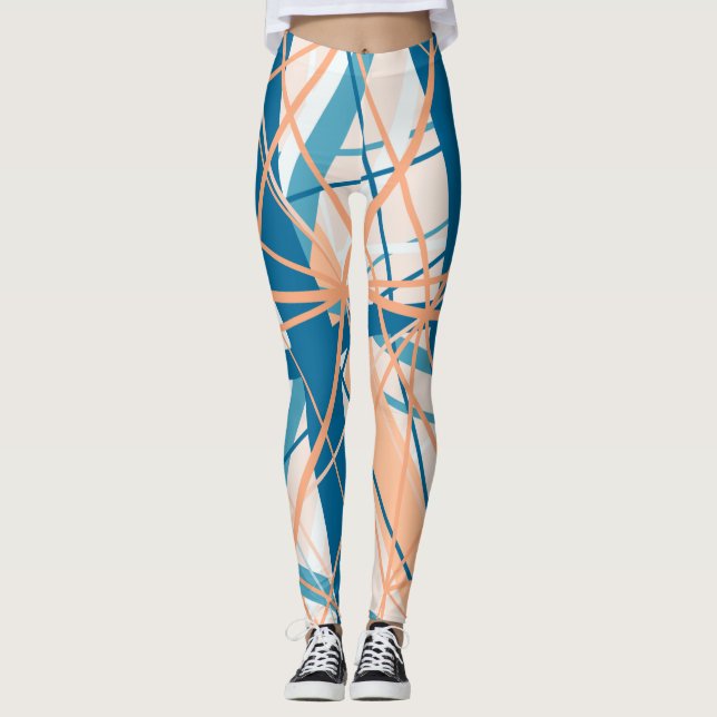 Abstrakte Streifen am Strand Sommergeometrische Le Leggings (Vorderseite)