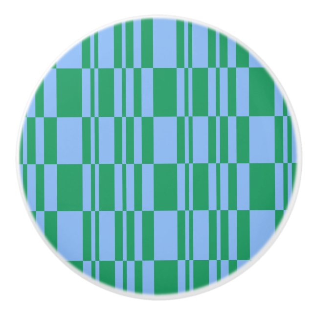 Abstrakte Streifen, blau und grün Keramikknauf (Vorderseite)