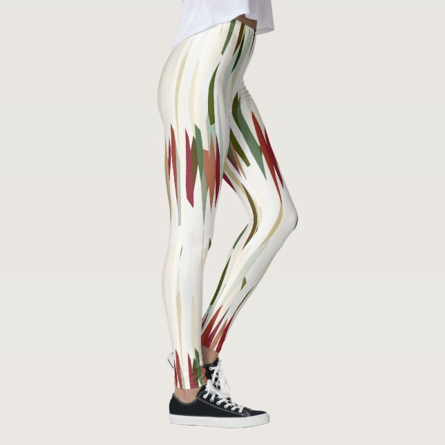 abstrakte Streifen grün und rot Leggings (Rechts)