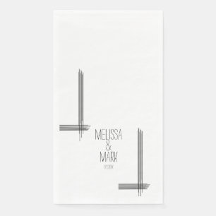 Abstrakte Streifen Handgezeichneter Name Hochzeit  Serviette