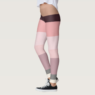 Abstrakte Streifen in Rosa und Beige Leggings