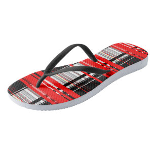 Abstrakte Streifen in Rot und Weiß Flip Flops