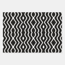 Abstrakte Streifen in Schwarz und Weiß Geschenkpapier Set