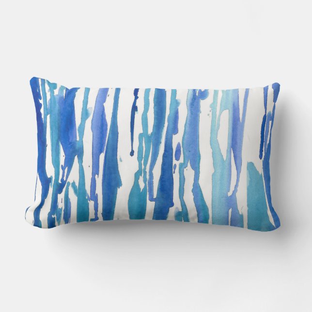 Abstrakte Streifen mit blauem Wasser Lendenkissen (Vorderseite)