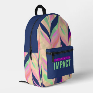 Abstrakte Streifen Rosa Navy Orange Bedruckter Rucksack