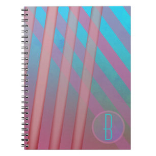 Abstrakte Streifen/Türkis/Rosa Hues/Monogramm Notizblock