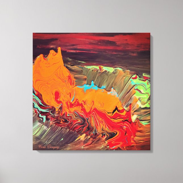 Abstrakte Stretch-Leinwand "Orange Burst" Leinwanddruck (Vorderseite)